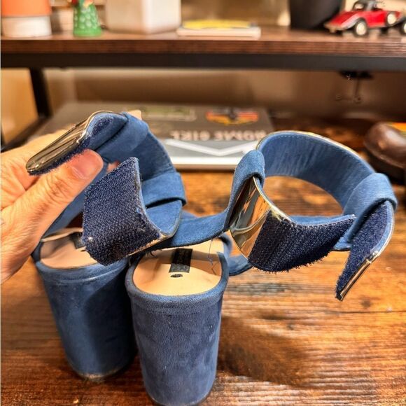 Zara Blue Suede Chunky Heels size 36eu (6us) - Picture 12 of 13